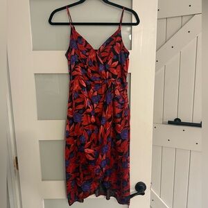 Worthington Red and Purple Floral Dress XS NWT